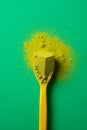 match powder in a colorful green background backdrop photo - generative Ai illustration