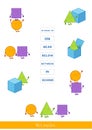 Match prepositions with pictures Royalty Free Stock Photo