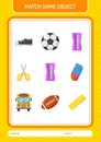 Match with same object game pencil sharpener. worksheet for preschool kids, kids activity sheet