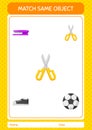 Match with same object game scissors. worksheet for preschool kids, kids activity sheet