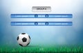 Match schedule background for soccer football cup with soccer ball. Royalty Free Stock Photo