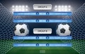 Match schedule of soccer football cup with stadium background. Soccer football tournament schedule. Vector