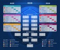 Match schedule, template for web, print, football results table, vector illustration