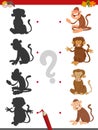 Match shadows game with monkeys