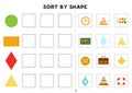 Sort by shape. Educational game for learning basic shapes.