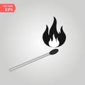 Match stick with fire vector icon. Match fire icon isolated sign symbol and flat style for app, web and digital design Royalty Free Stock Photo