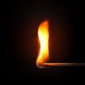 match stick flame in front of a black background Royalty Free Stock Photo