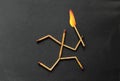Match stick running with fire on head Royalty Free Stock Photo