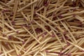 Match sticks with brown heads in a row. Texture Royalty Free Stock Photo