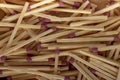 Match sticks with brown heads in a row. Texture Royalty Free Stock Photo
