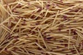 Match sticks with brown heads in a row. Texture Royalty Free Stock Photo