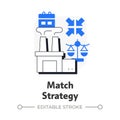 Match strategy flat outline concept icon Royalty Free Stock Photo
