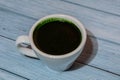 Matcha coffee latte Blue-green algae Chlorella and spirulina powder drink. Super powder. Natural supplement of algae Royalty Free Stock Photo