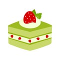 Matcha Cube Cake Slice Cute Cartoon Sweet Dessert Food Cafe Menu Vector Illustration Royalty Free Stock Photo