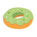 Matcha donut vector illustration, mathca baked green tea dougnuts icon design Royalty Free Stock Photo