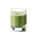 Matcha drink with milk in a glass on a white background. Generative AI Royalty Free Stock Photo