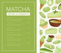 Matcha Food and Drink Menu Banner Design with Tasty Dessert Vector Template