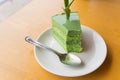 Matcha green tea cake with delicious taste and soft texture