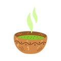 Matcha green tea cup bowl, latte mug. Matcha herbal green tea vector illustration isolated on white background Royalty Free Stock Photo