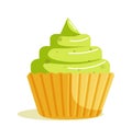 Matcha green tea cupcake isolated on white background Royalty Free Stock Photo