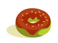 Matcha green tea donut with chocolate icing topping Royalty Free Stock Photo