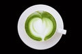 Matcha green tea of hot in white cup on black background Royalty Free Stock Photo
