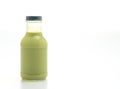 Matcha green tea latte in glass bottle Royalty Free Stock Photo