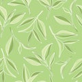 Matcha Green Tea Leaves Graphic Pattern on Green Background