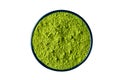 Matcha green tea powder isolated on white, clipping path include Royalty Free Stock Photo