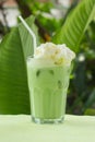 Matcha green Tea whipping cream topping Royalty Free Stock Photo