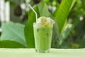 Matcha green Tea whipping cream topping Royalty Free Stock Photo