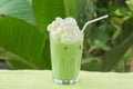 Matcha green Tea whipping cream topping Royalty Free Stock Photo