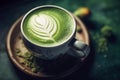 Matcha latte cup morning drink. Generate Ai