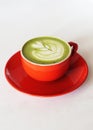 Matcha Latte with red cup