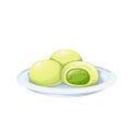 Matcha mochi cake, daifukumochi or daifuku Royalty Free Stock Photo