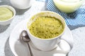 Matcha mugcake in cup Royalty Free Stock Photo