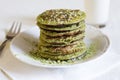 Matcha pancakes. Royalty Free Stock Photo