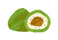 Matcha pastry with green tea flavor and chocolate filling. Japanese vegan candy. Natural sugar-free Asian sweets. Flat
