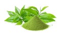 Matcha powder Green tea leaf on white background Royalty Free Stock Photo
