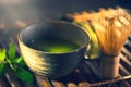 Matcha powder. Organic green matcha tea ceremony Royalty Free Stock Photo