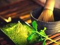 Matcha powder. Organic green matcha tea ceremony