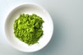 Matcha powder in white bowl