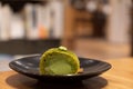 Matcha soft cake in coffee cafe Royalty Free Stock Photo