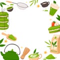 Matcha tea background in flat design Royalty Free Stock Photo