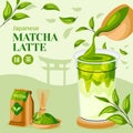 Matcha tea illustration in flat design Royalty Free Stock Photo