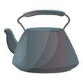 Matcha tea kettle icon, cartoon style