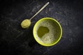 Matcha tea on old background detox oriental traditional organic beverage