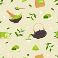 Matcha tea pattern in flat design Royalty Free Stock Photo