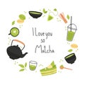 Matcha tea poster with quote design Royalty Free Stock Photo