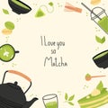 Matcha tea poster with quote design Royalty Free Stock Photo